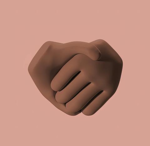 Händer som omfamnar varandra